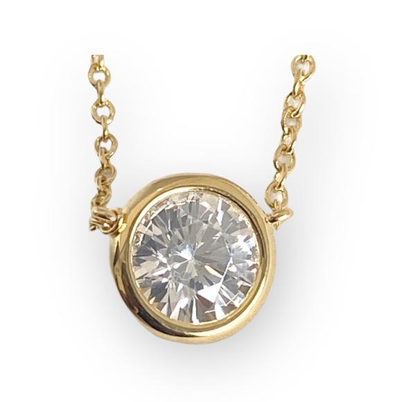 new Lassaire ☺︎︎ Bezel Set Simulated Diamond Necklace ☺︎︎ 18K Gold Plated 925 SS - Picture 8 of 16